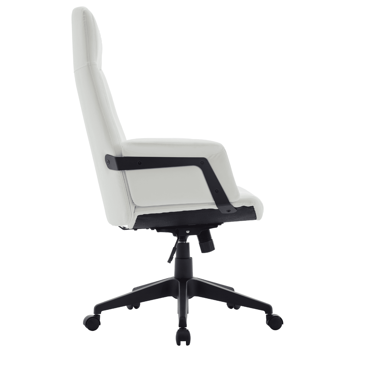 Inifini High-Back Leather Ergonomic Office Chair With Lumbar Support, Adjustable Hight and Swivel White Office Chair Leisuremod