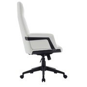 Inifini High-Back Leather Ergonomic Office Chair With Lumbar Support, Adjustable Hight and Swivel White Office Chair Leisuremod