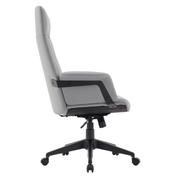Inifini High-Back Leather Ergonomic Office Chair With Lumbar Support, Adjustable Hight and Swivel Grey Office Chair Leisuremod