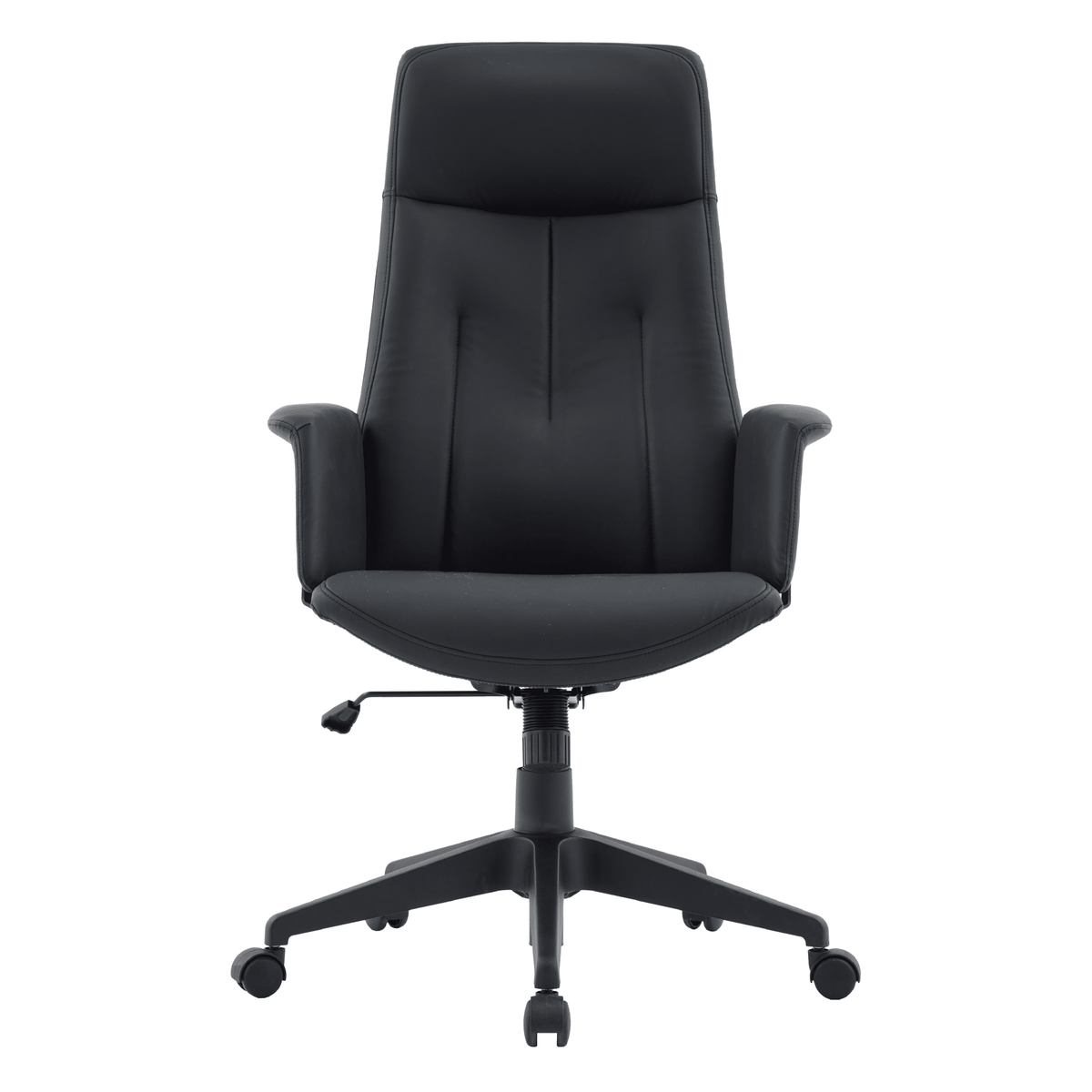 Inifini High-Back Leather Ergonomic Office Chair With Lumbar Support, Adjustable Hight and Swivel Black Office Chair Leisuremod
