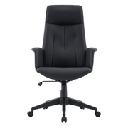 Inifini High-Back Leather Ergonomic Office Chair With Lumbar Support, Adjustable Hight and Swivel Black Office Chair Leisuremod