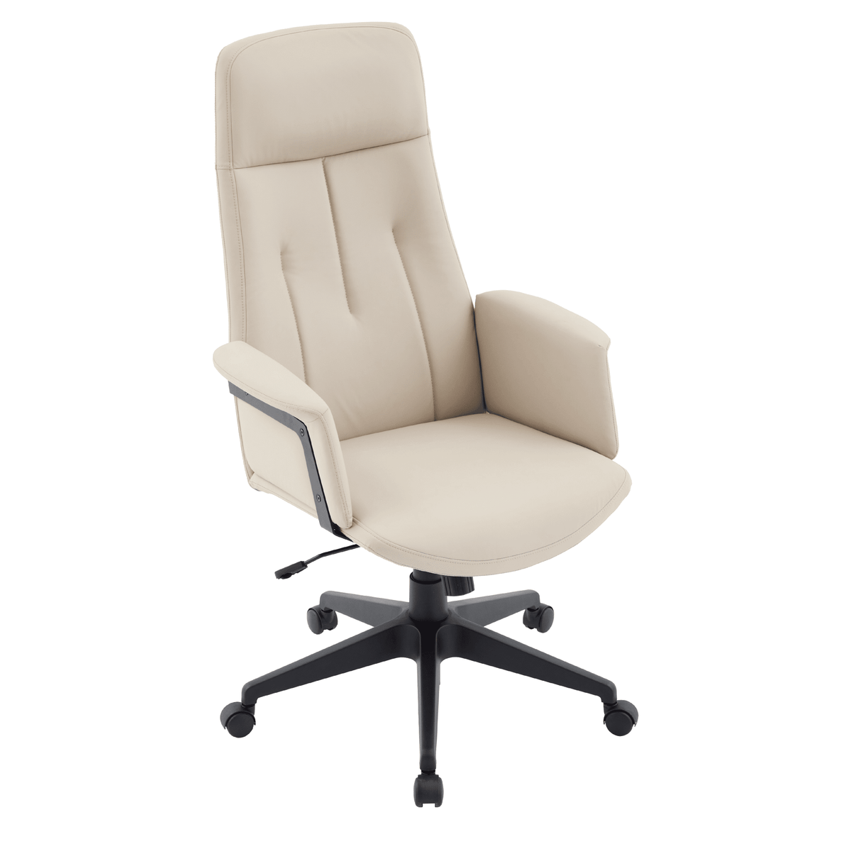 Inifini High-Back Leather Ergonomic Office Chair With Lumbar Support, Adjustable Hight and Swivel Tan Office Chair Leisuremod