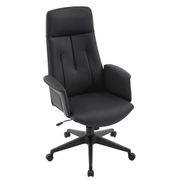 Inifini High-Back Leather Ergonomic Office Chair With Lumbar Support, Adjustable Hight and Swivel Black Office Chair Leisuremod