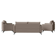 Inno 3-Piece Leather Sofa Set with 2 Single-Seater and a Three-Seater Sofa with Stainless Steel Legs Taupe Sofa Leisuremod