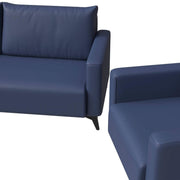 Inno 3-Piece Leather Sofa Set with 2 Single-Seater and a Three-Seater Sofa with Stainless Steel Legs Dark Blue Sofa Leisuremod