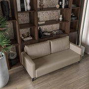 Inno 3-Seater Leather Wide Sofa with Stainless Steel Legs and Removable Cushions Taupe Sofa Leisuremod