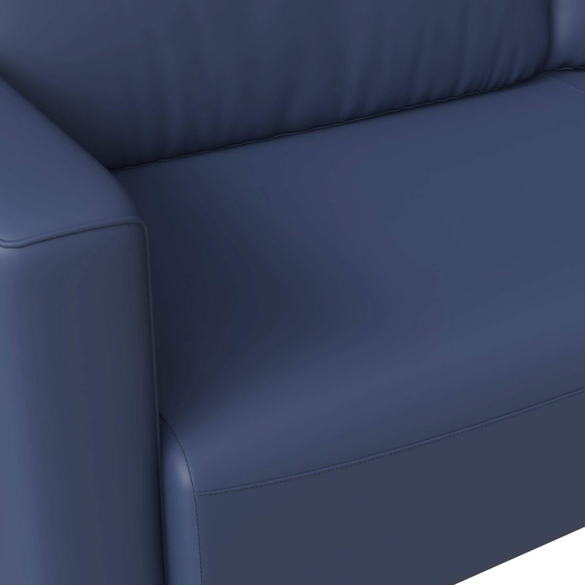 Inno 3-Seater Leather Wide Sofa with Stainless Steel Legs and Removable Cushions Dark Blue Sofa Leisuremod
