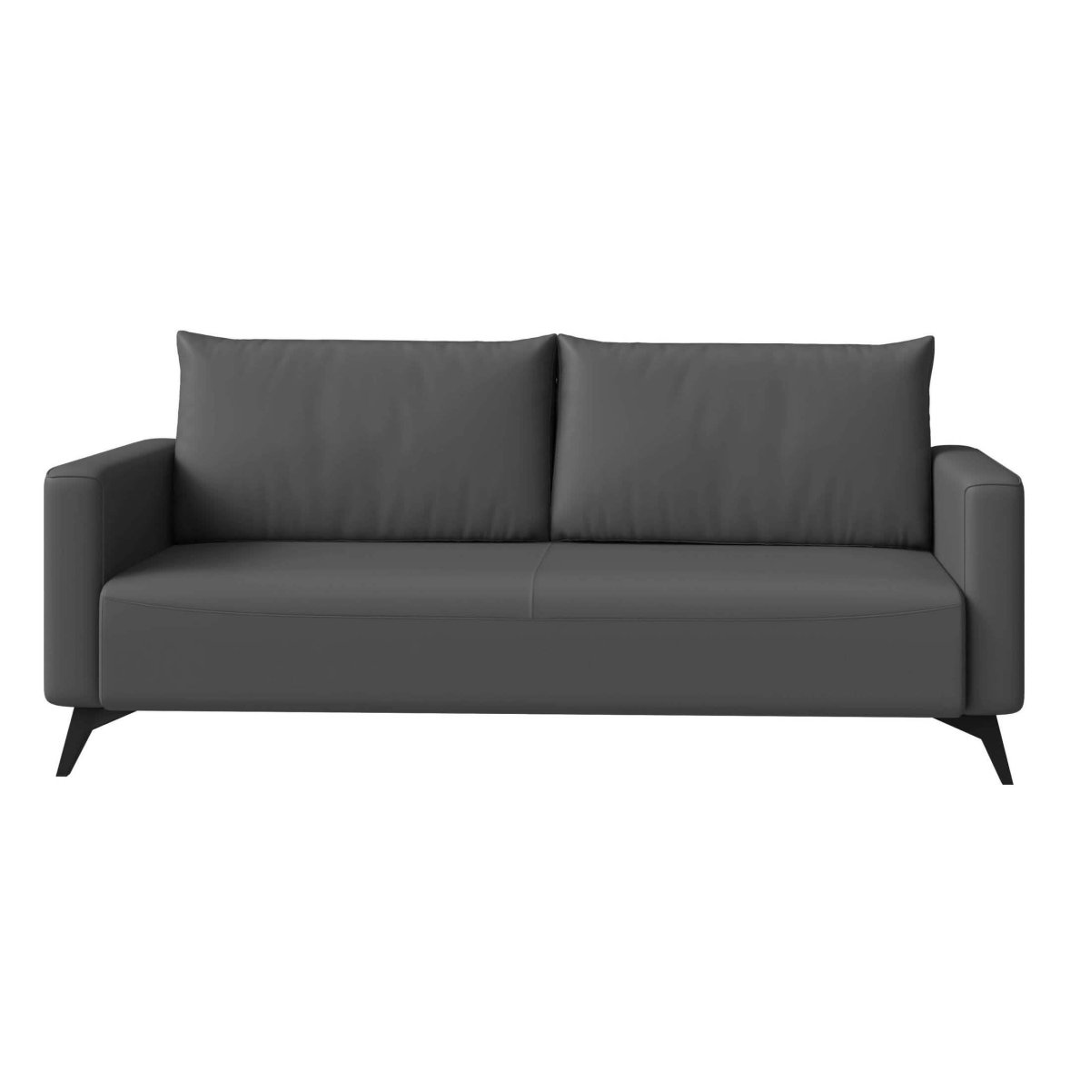 Inno 3-Seater Leather Wide Sofa with Stainless Steel Legs and Removable Cushions Grey Sofa Leisuremod