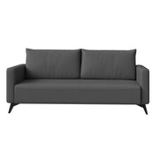 Inno 3-Seater Leather Wide Sofa with Stainless Steel Legs and Removable Cushions Grey Sofa Leisuremod