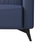 Inno 3-Seater Leather Wide Sofa with Stainless Steel Legs and Removable Cushions Dark Blue Sofa Leisuremod