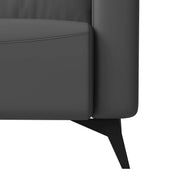 Inno 3-Seater Leather Wide Sofa with Stainless Steel Legs and Removable Cushions Grey Sofa Leisuremod