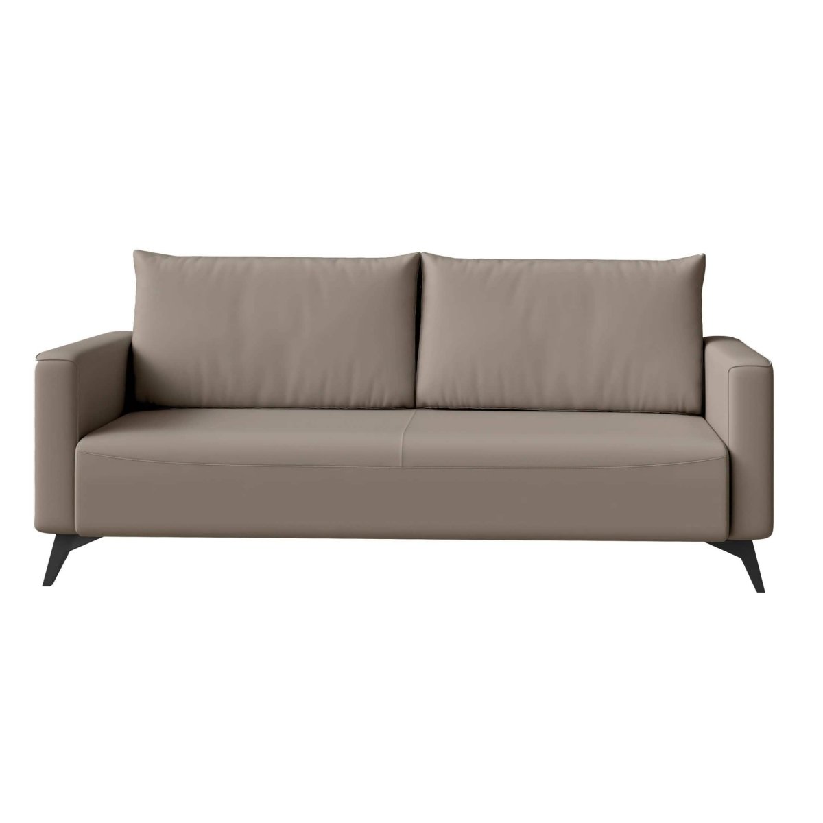 Inno 3-Seater Leather Wide Sofa with Stainless Steel Legs and Removable Cushions Taupe Sofa Leisuremod