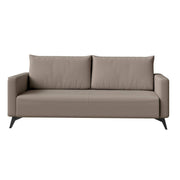 Inno 3-Seater Leather Wide Sofa with Stainless Steel Legs and Removable Cushions Taupe Sofa Leisuremod