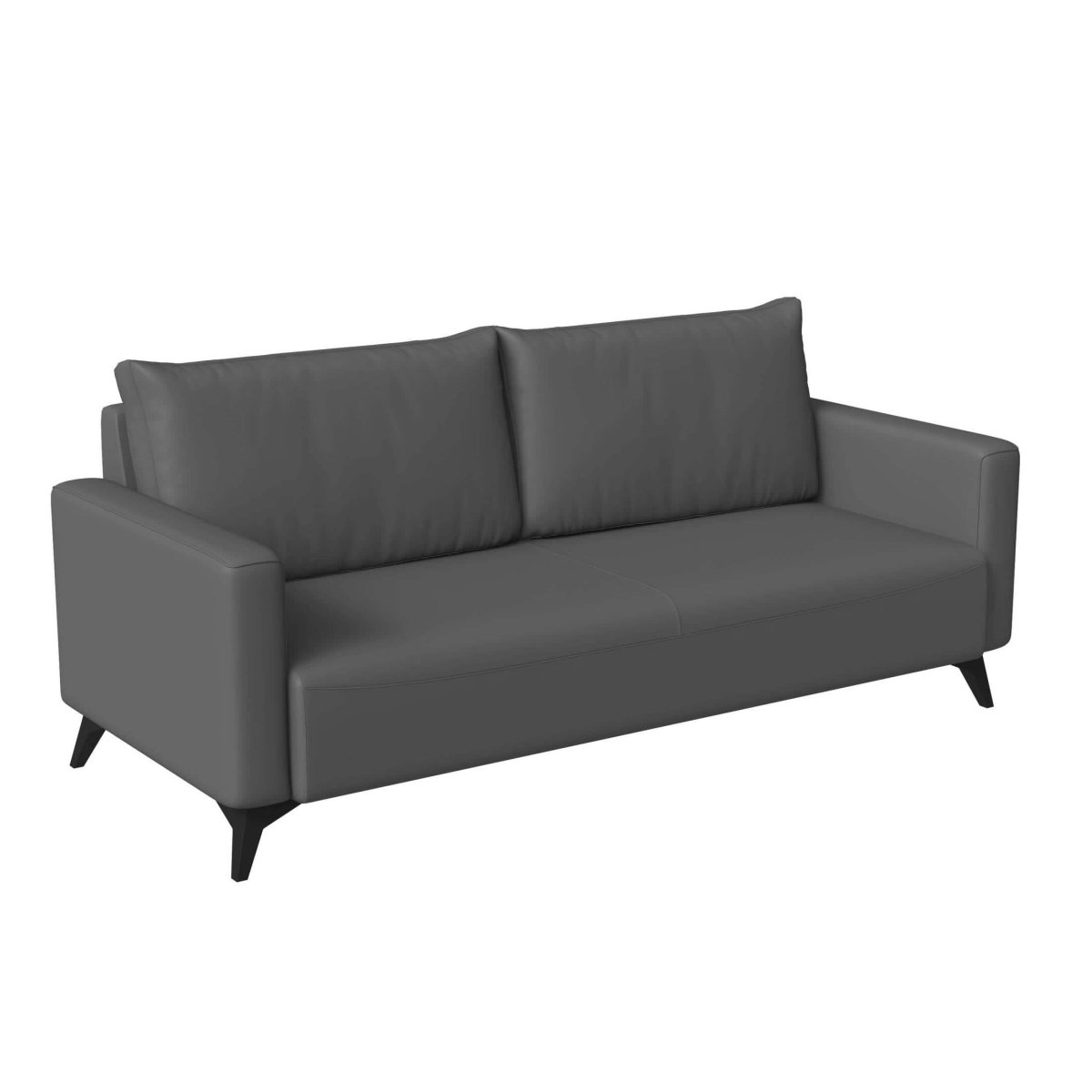 Inno 3-Seater Leather Wide Sofa with Stainless Steel Legs and Removable Cushions Grey Sofa Leisuremod