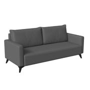 Inno 3-Seater Leather Wide Sofa with Stainless Steel Legs and Removable Cushions Grey Sofa Leisuremod