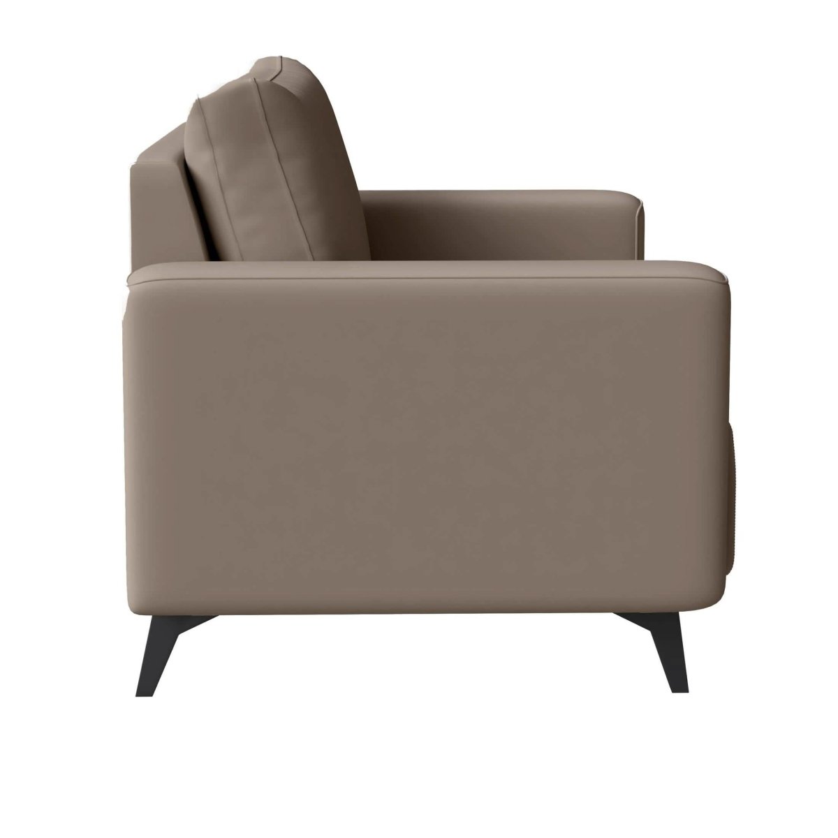 Inno Single-Seater Leather Sofa with Stainless Steel Legs and Removable Cushions Taupe Sofa Leisuremod