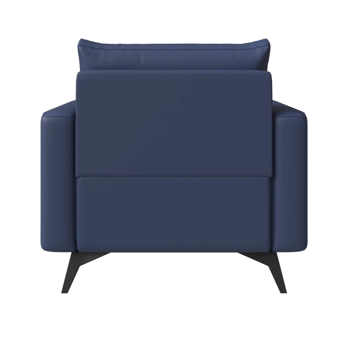 Inno Single-Seater Leather Sofa with Stainless Steel Legs and Removable Cushions Dark Blue Sofa Leisuremod