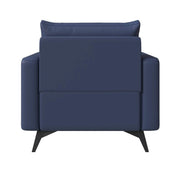 Inno Single-Seater Leather Sofa with Stainless Steel Legs and Removable Cushions Dark Blue Sofa Leisuremod