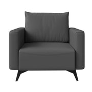 Inno Single-Seater Leather Sofa with Stainless Steel Legs and Removable Cushions Grey Sofa Leisuremod