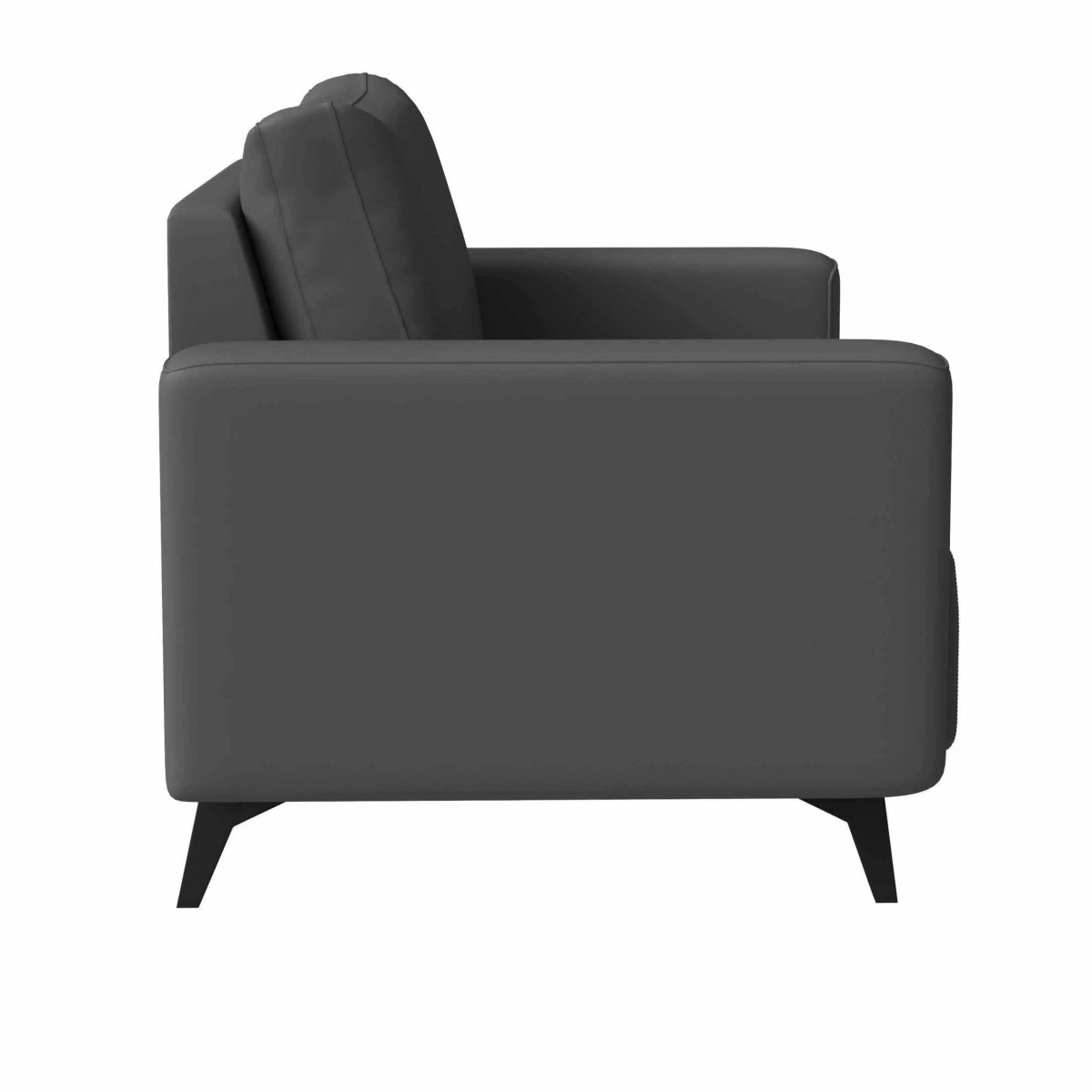 Inno Single-Seater Leather Sofa with Stainless Steel Legs and Removable Cushions Grey Sofa Leisuremod