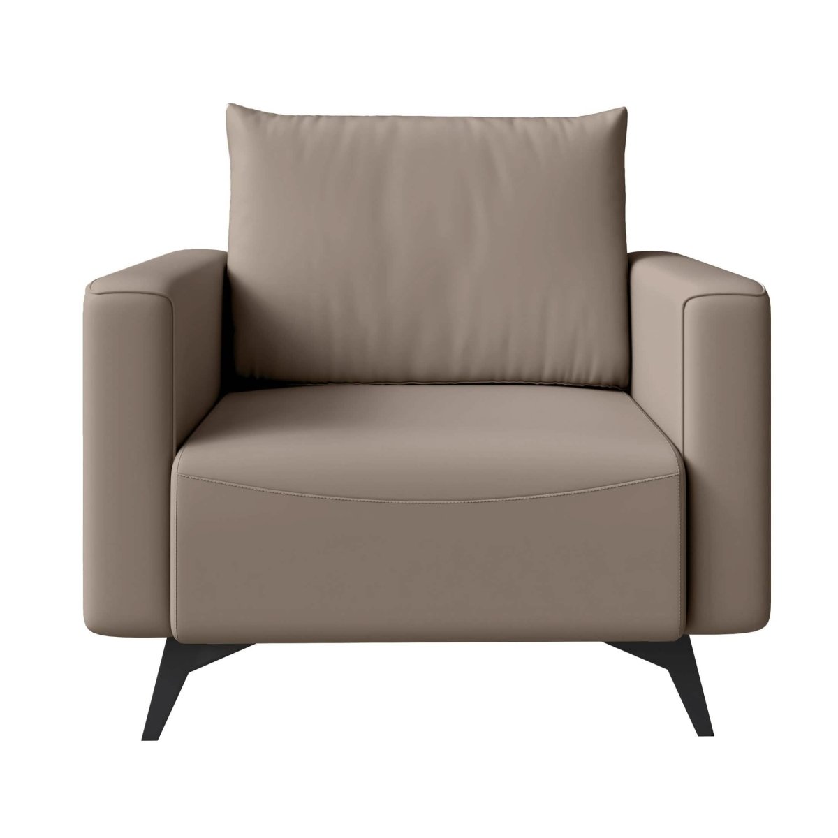 Inno Single-Seater Leather Sofa with Stainless Steel Legs and Removable Cushions Taupe Sofa Leisuremod