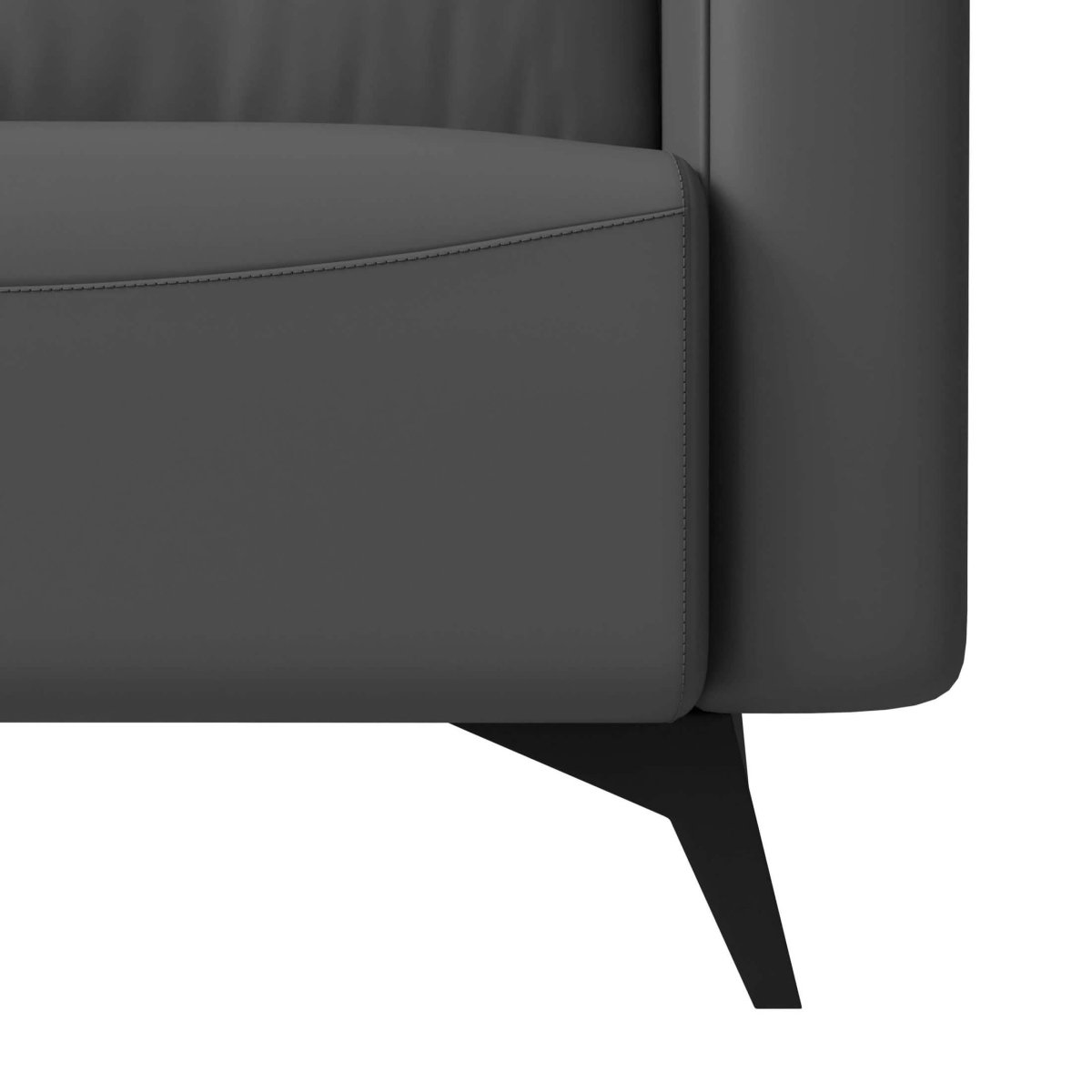 Inno Single-Seater Leather Sofa with Stainless Steel Legs and Removable Cushions Grey Sofa Leisuremod