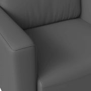 Inno Single-Seater Leather Sofa with Stainless Steel Legs and Removable Cushions Grey Sofa Leisuremod