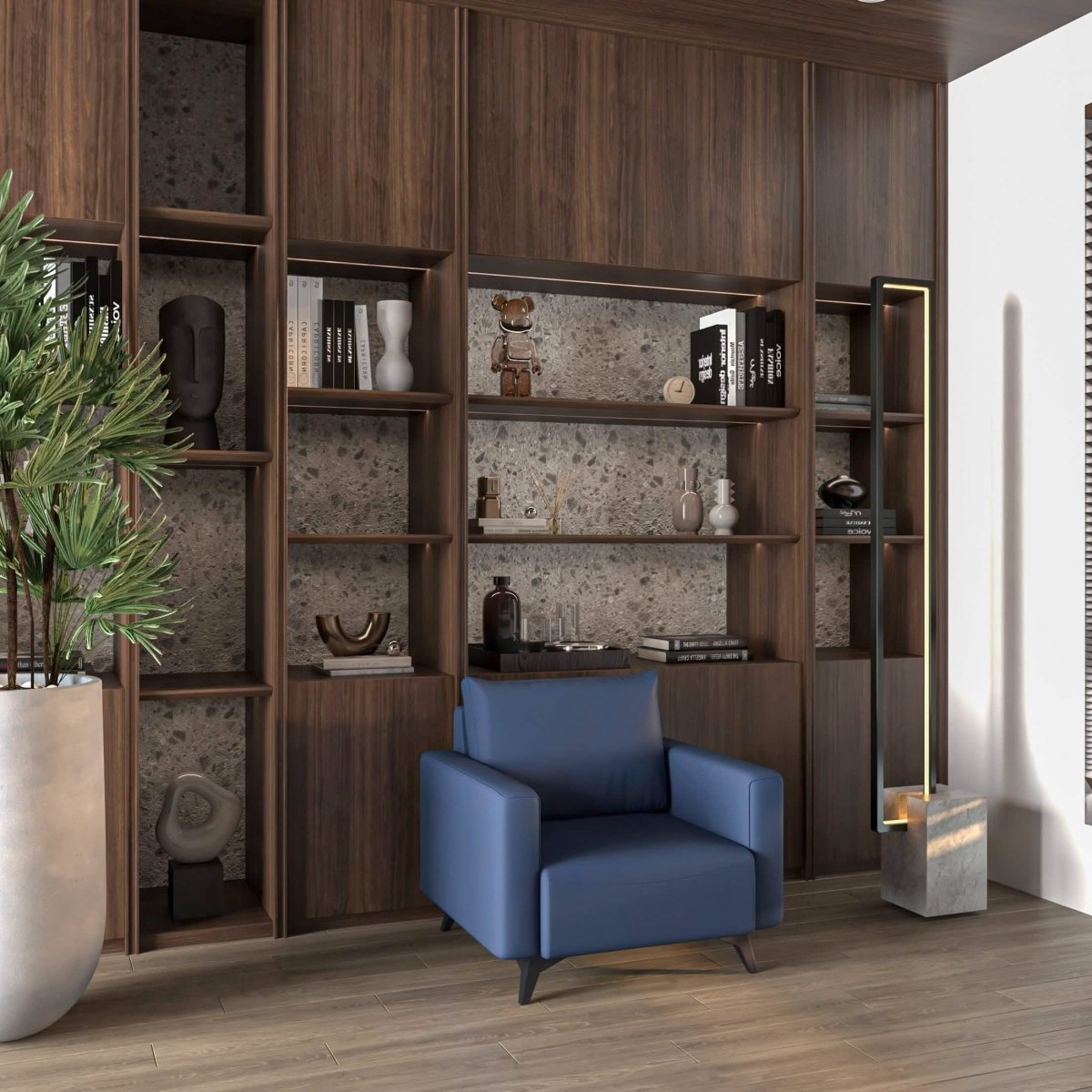 Inno Single-Seater Leather Sofa with Stainless Steel Legs and Removable Cushions Dark Blue Sofa Leisuremod