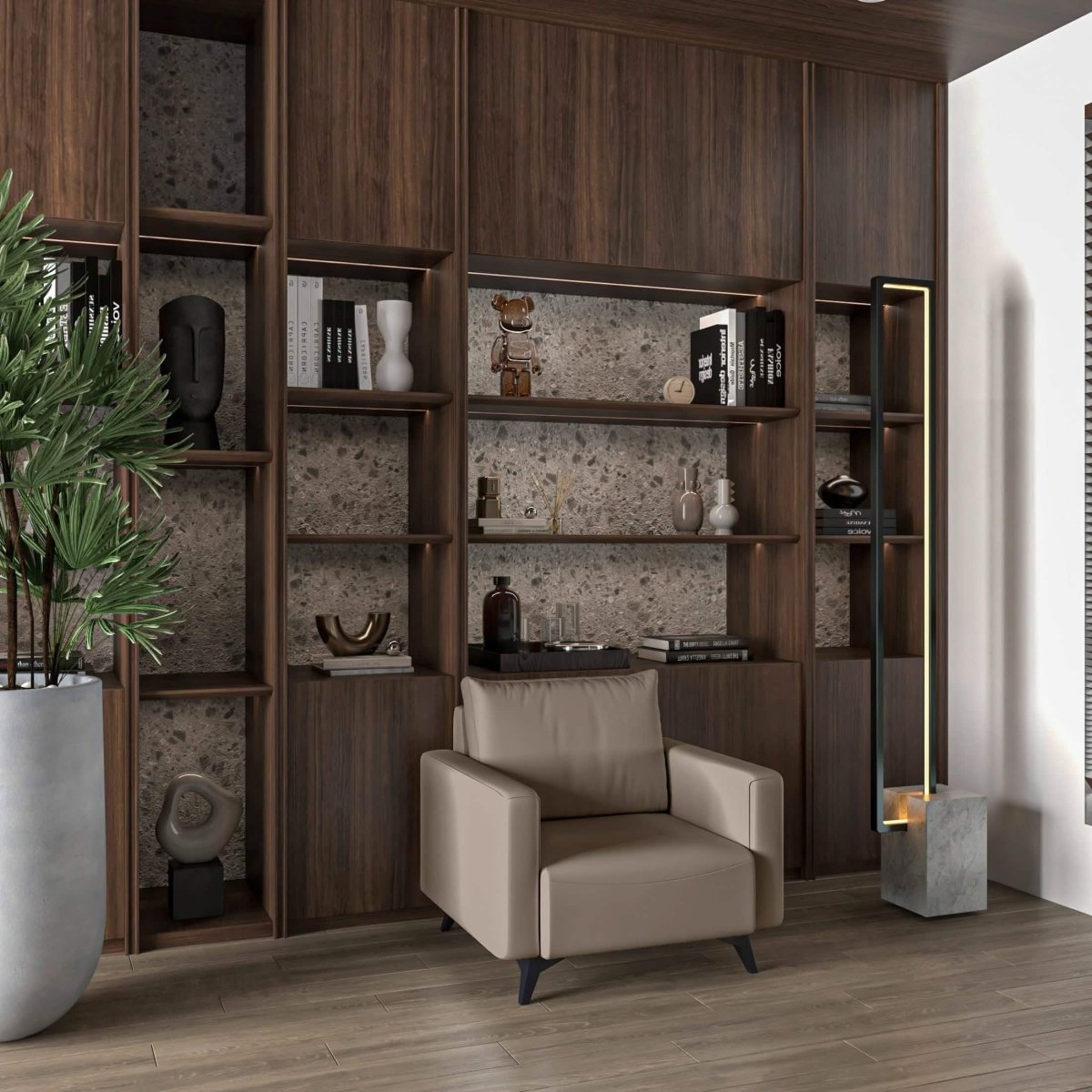 Inno Single-Seater Leather Sofa with Stainless Steel Legs and Removable Cushions Taupe Sofa Leisuremod