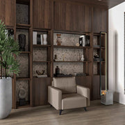 Inno Single-Seater Leather Sofa with Stainless Steel Legs and Removable Cushions Taupe Sofa Leisuremod