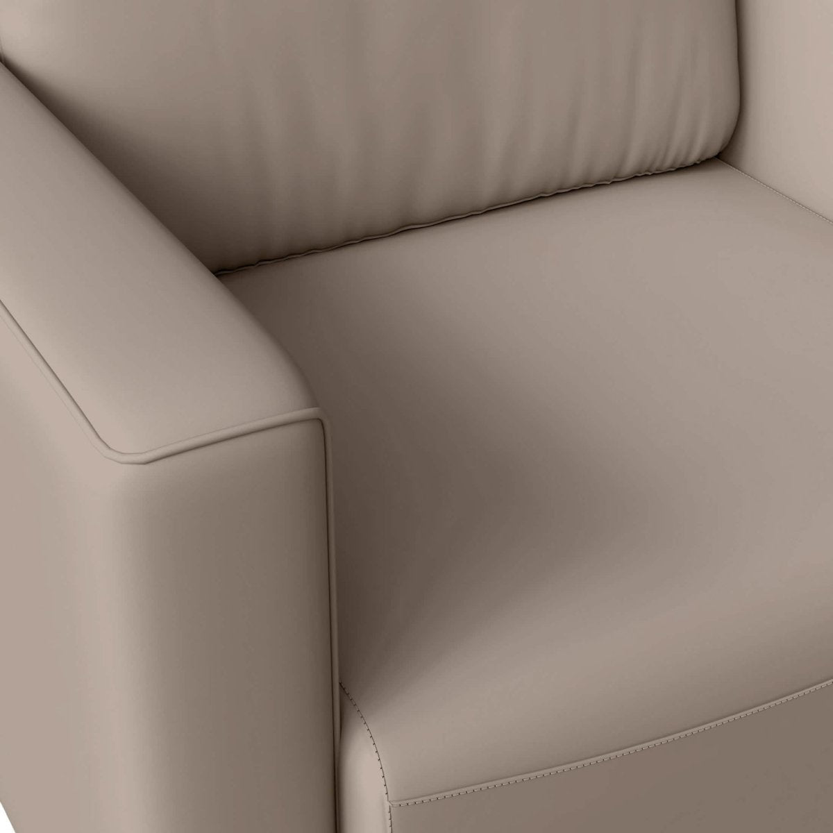 Inno Single-Seater Leather Sofa with Stainless Steel Legs and Removable Cushions Taupe Sofa Leisuremod