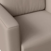 Inno Single-Seater Leather Sofa with Stainless Steel Legs and Removable Cushions Taupe Sofa Leisuremod