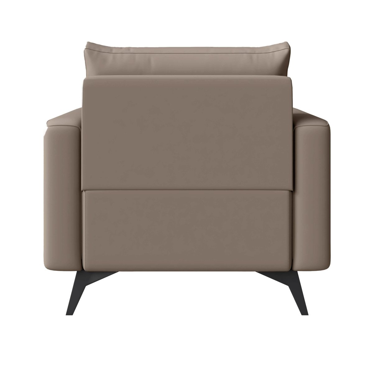 Inno Single-Seater Leather Sofa with Stainless Steel Legs and Removable Cushions Taupe Sofa Leisuremod