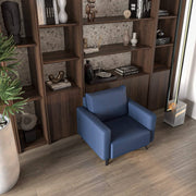 Inno Single-Seater Leather Sofa with Stainless Steel Legs and Removable Cushions Dark Blue Sofa Leisuremod