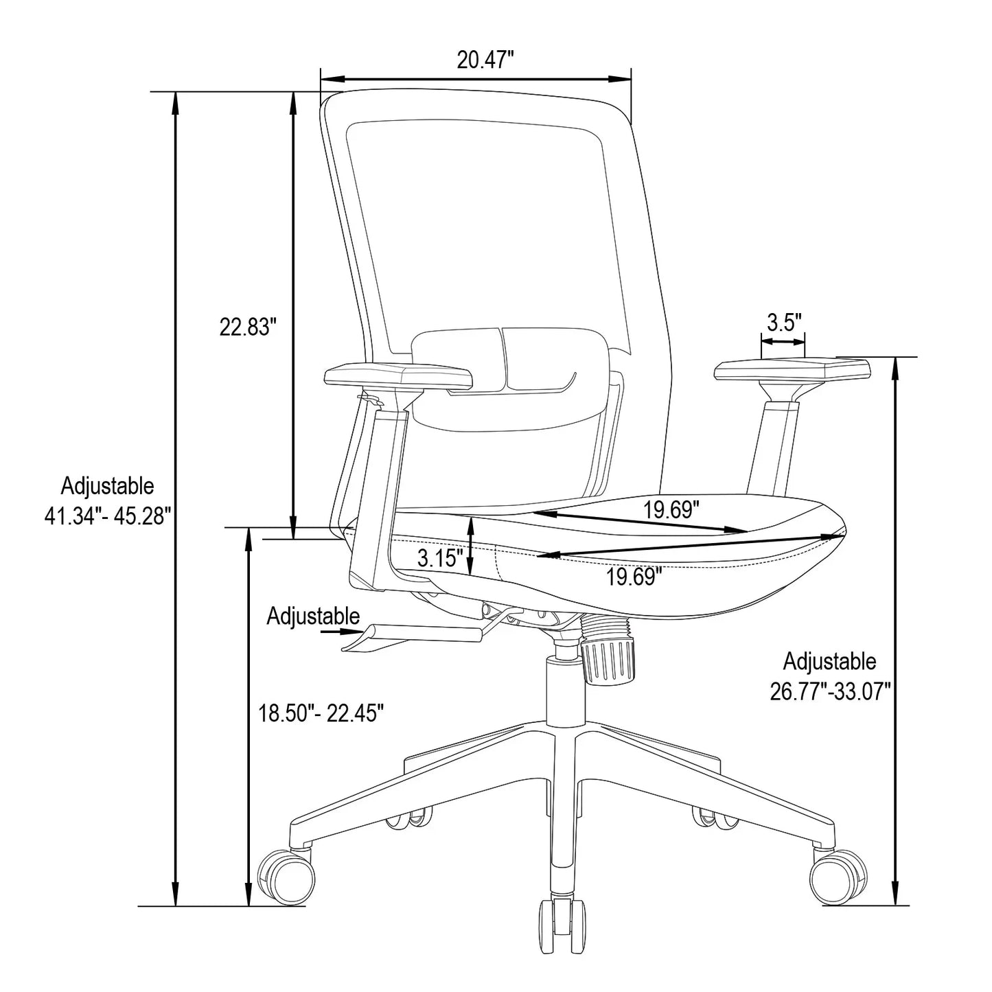 Ingram Ergonomic Modern Office Mesh Task Chair With Adjustable Height - Elax Furniture