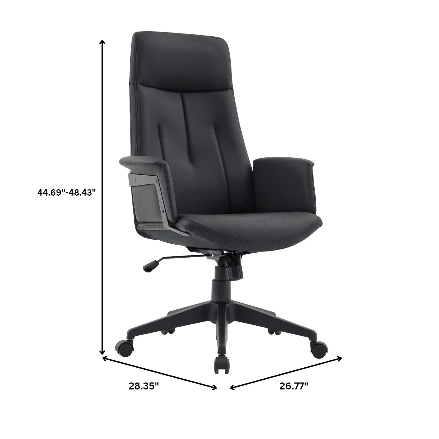 Inifini High-Back Leather Ergonomic Office Chair With Lumbar Support, Adjustable Hight and Swivel - Elax Furniture