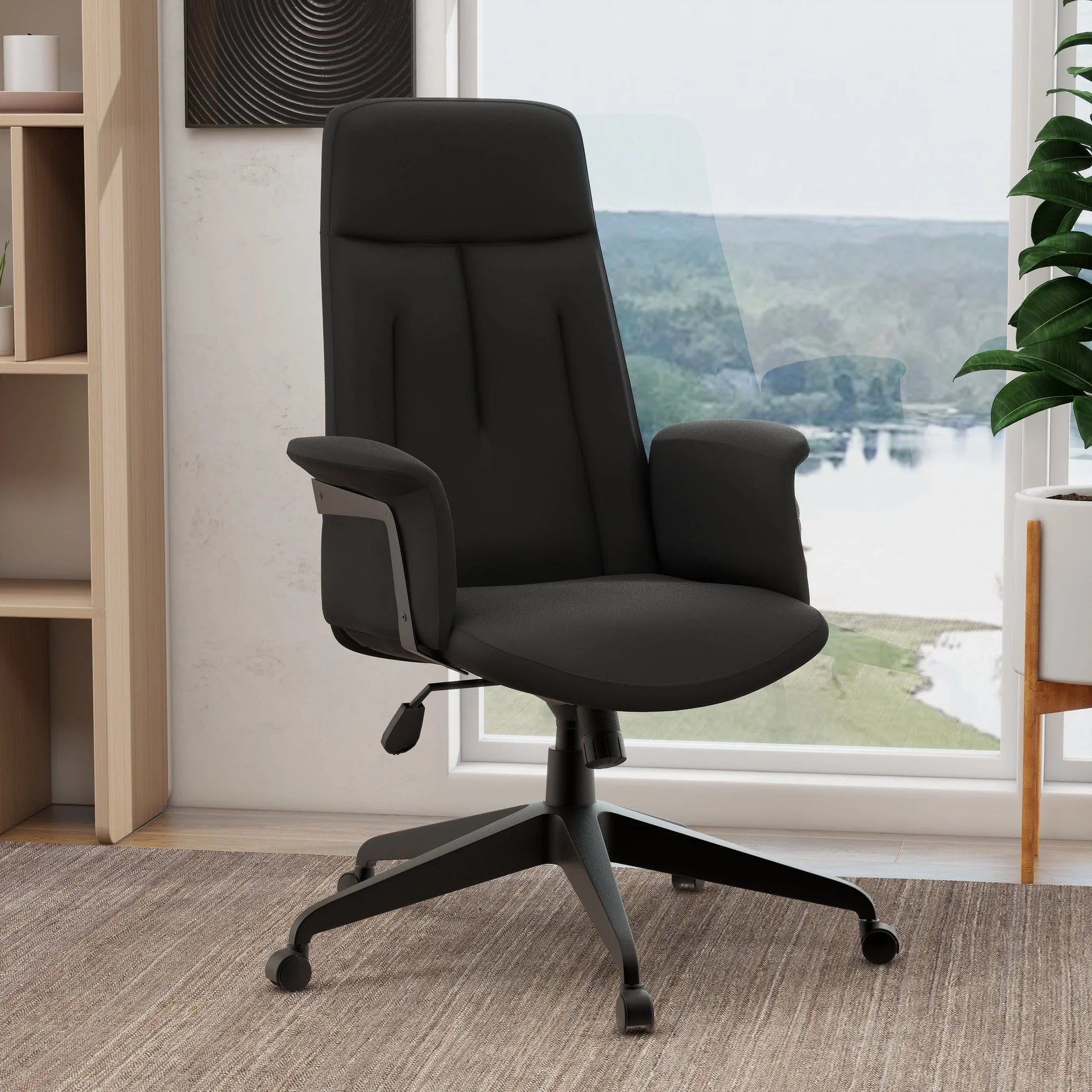 Inifini High-Back Leather Ergonomic Office Chair With Lumbar Support, Adjustable Hight and Swivel - Elax Furniture