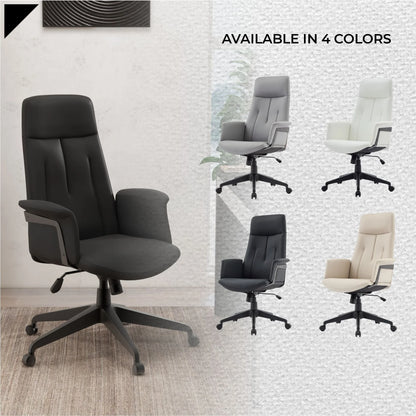 Inifini High-Back Leather Ergonomic Office Chair With Lumbar Support, Adjustable Hight and Swivel - Elax Furniture