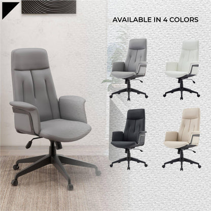 Inifini High-Back Leather Ergonomic Office Chair With Lumbar Support, Adjustable Hight and Swivel - Elax Furniture