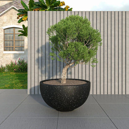 Iris Modern Round Planter Pot in Fiberstone and Clay Weather Resistant Design - Elax Furniture