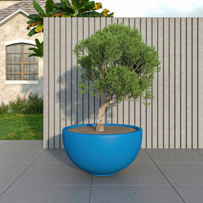 Iris Modern Round Planter Pot in Fiberstone and Clay Weather Resistant Design - Elax Furniture