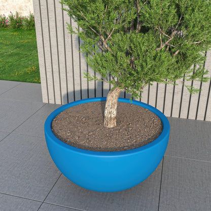 Iris Modern Round Planter Pot in Fiberstone and Clay Weather Resistant Design - Elax Furniture