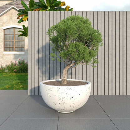 Iris Modern Round Planter Pot in Fiberstone and Clay Weather Resistant Design - Elax Furniture