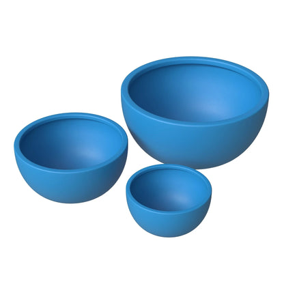 Iris Modern 3-Piece Round Planter Pot Set in Fiberstone and Clay Weather Resistant Design - Elax Furniture