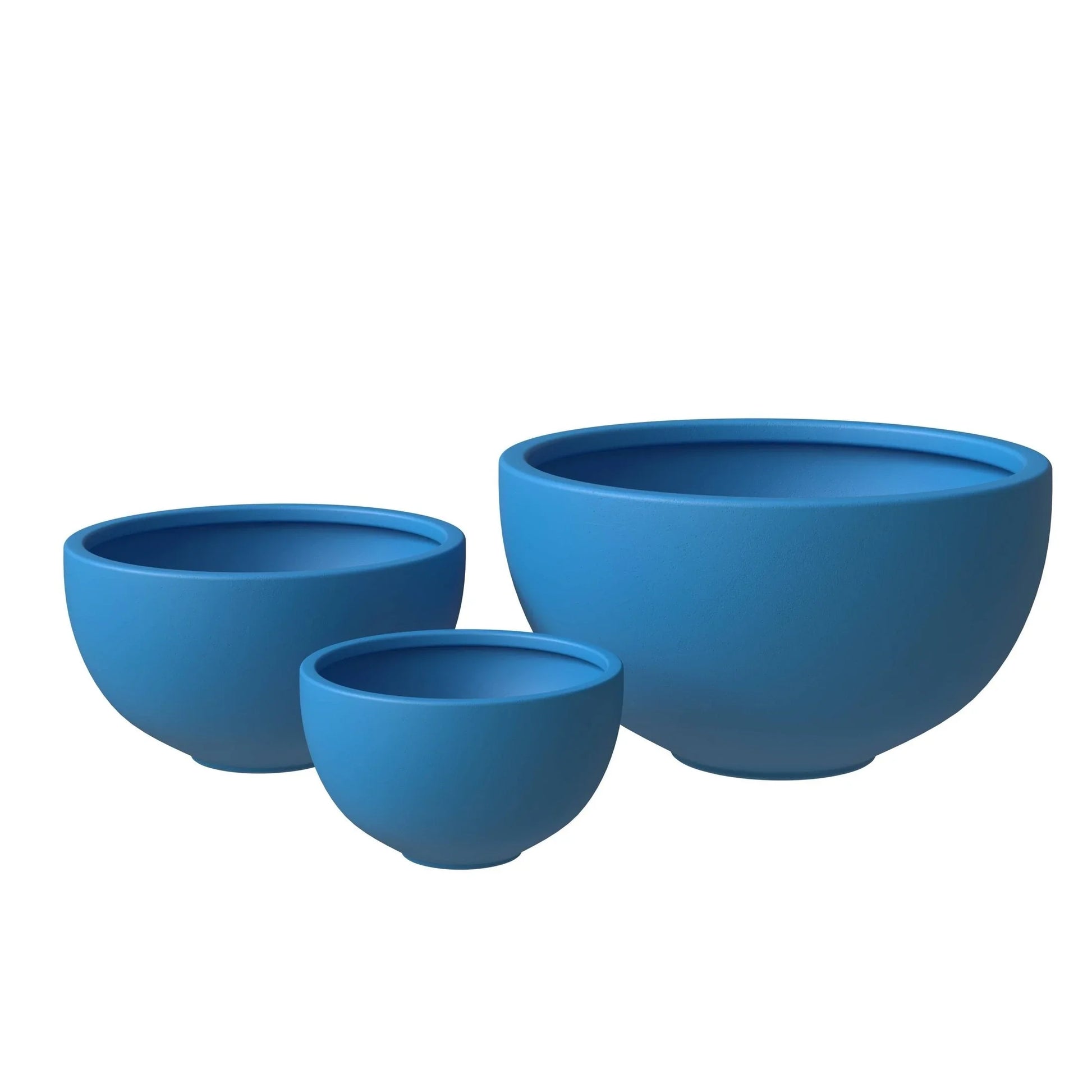 Iris Modern 3-Piece Round Planter Pot Set in Fiberstone and Clay Weather Resistant Design - Elax Furniture