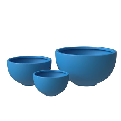 Iris Modern 3-Piece Round Planter Pot Set in Fiberstone and Clay Weather Resistant Design - Elax Furniture