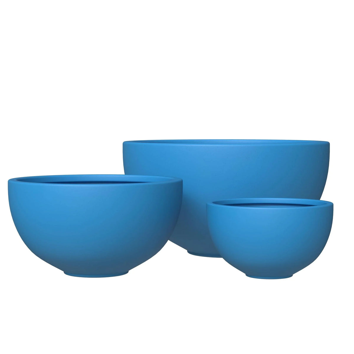 Iris Modern 3-Piece Round Planter Pot Set in Fiberstone and Clay Weather Resistant Design - Elax Furniture