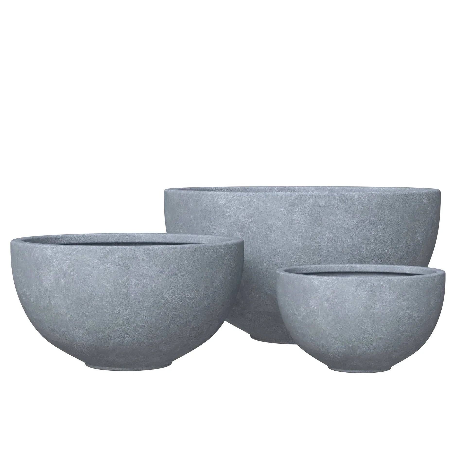 Iris Modern 3-Piece Round Planter Pot Set in Fiberstone and Clay Weather Resistant Design - Elax Furniture