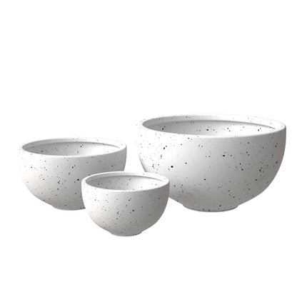Iris Modern 3-Piece Round Planter Pot Set in Fiberstone and Clay Weather Resistant Design - Elax Furniture