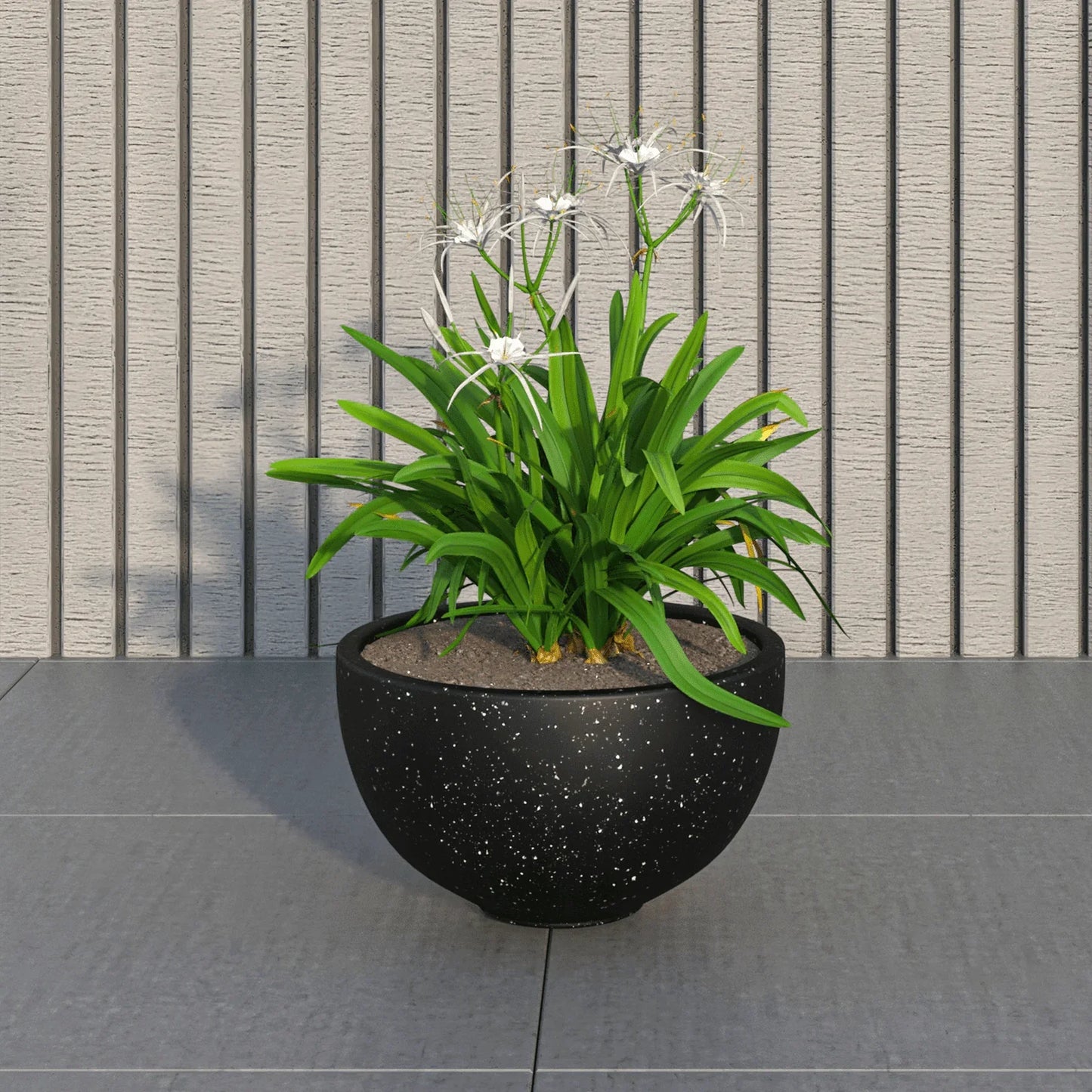Iris Modern Round Planter Pot in Fiberstone and Clay Weather Resistant Design - Elax Furniture